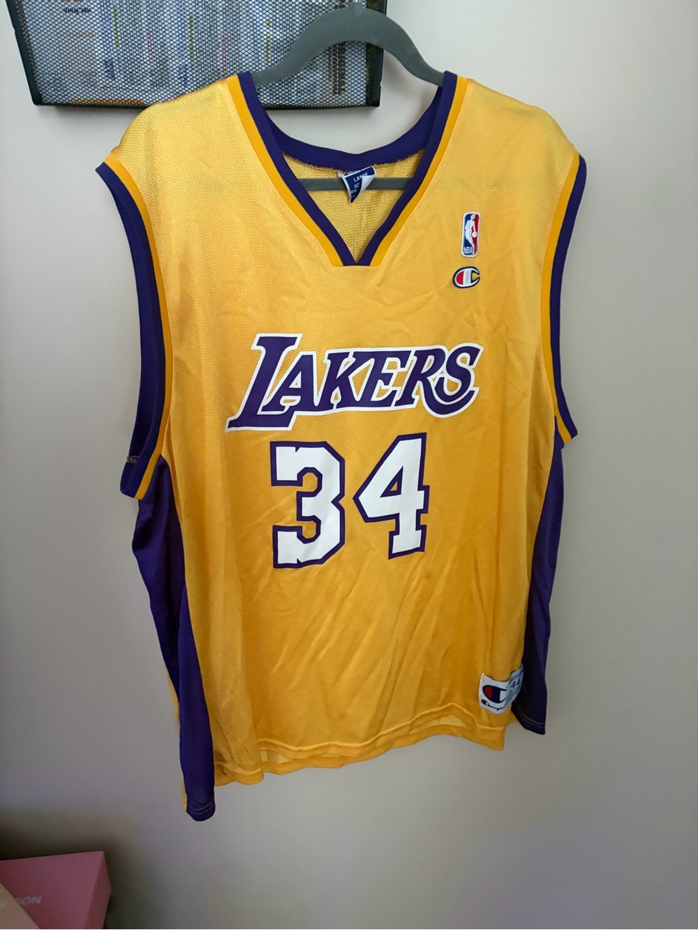 Champion Lakers Gold & Purple #34 Basketball Jersey O’Neil vintage 90s